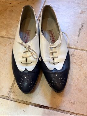 Two-Tone Black and White Women's Derby Oxfords